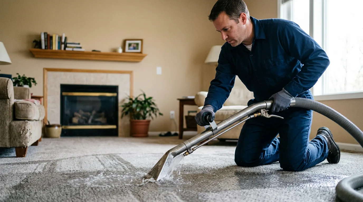 Water damage restoration technician working near Steedman, MO